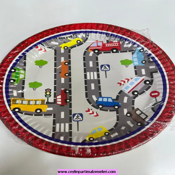 Trafik Temalı Karton Tabak